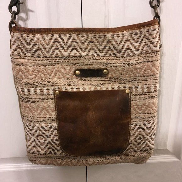 Myra Canvas Leather Rug Crossbody Bag - Picture 2 of 10